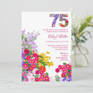 Invitación 75 Años Jardín Elegante Floral – Cumpleaños 75