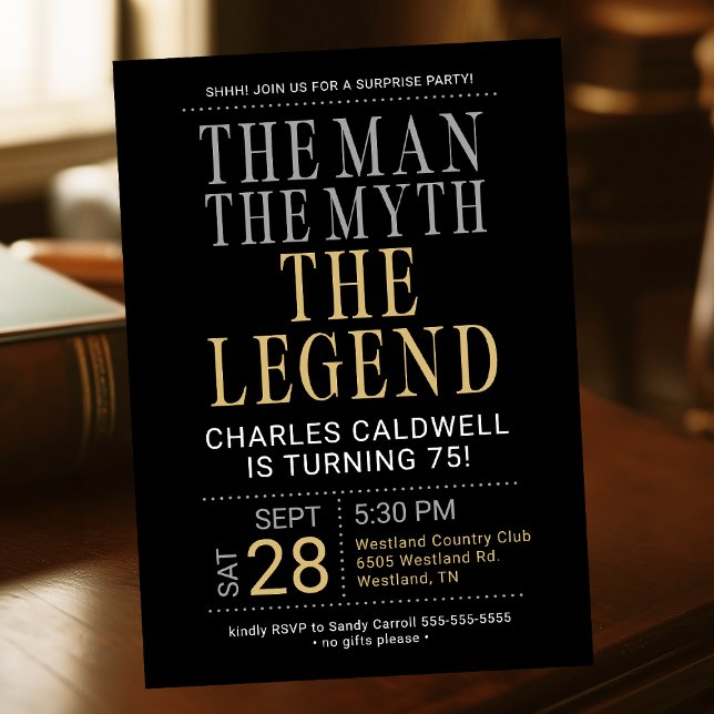 Invitación 75 cumpleaños El hombre El mito La leyenda (Subido por el creador)