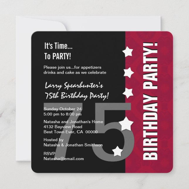 Invitación 75° cumpleaños gracioso NO por la colina Z75D (Anverso)