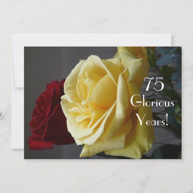 Invitación ¡75 GloriousYears! - Cumpleaños/dos Rosa-con cita (Anverso)