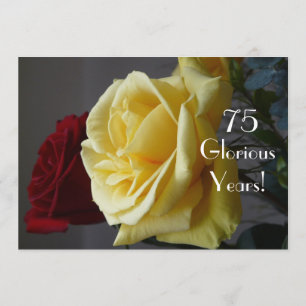 Invitación ¡75 GloriousYears! - Cumpleaños/dos Rosa-con cita