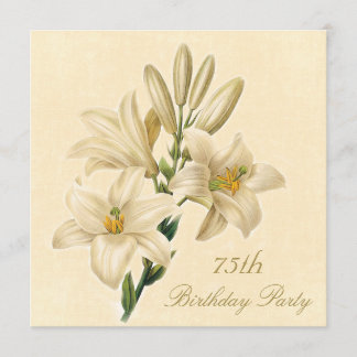 Invitación 75.o Flores elegantes del lirio del vintage de la