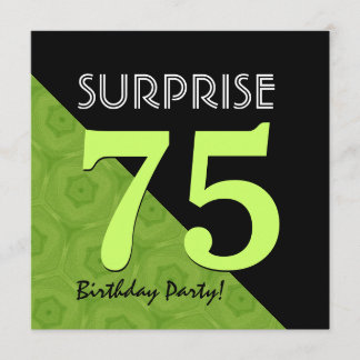 Invitación 75.o Verde lima del cumpleaños de la sorpresa y