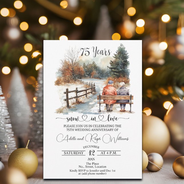 Invitación 75th Wedding Anniversary Winter Landscape Romantic (Subido por el creador)