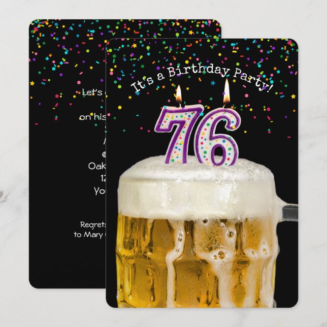 Invitación 76.ª Fiesta de Cervezas de Cumpleaños (Anverso / Reverso)
