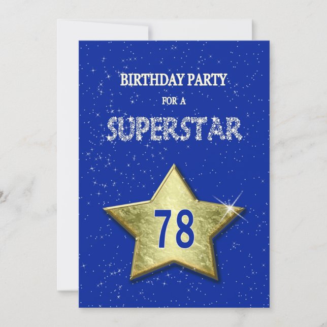 Invitación 78.ª fiesta de cumpleaños de una suoerstar (Anverso)
