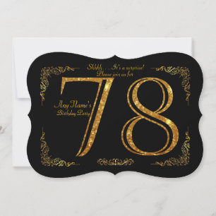 Invitación 78, fiesta de cumpleaños 78, gran Gatsby, negro y