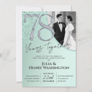 Invitación 78th Wedding Anniversary Green Diamond