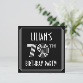 Invitación 79ª fiesta de cumpleaños: estilo Art Deco con nomb