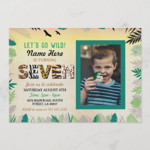 Invitación 7.ª festividad de siete cumpleaños Safari ZOO Foto