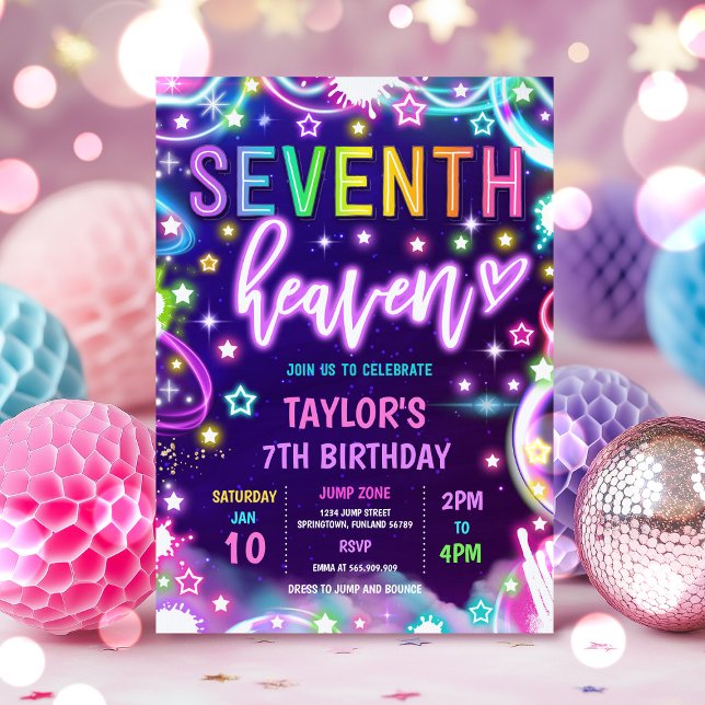 Invitación 7.ª fiesta de cumpleaños de Heaven Neon Glow (Subido por el creador)