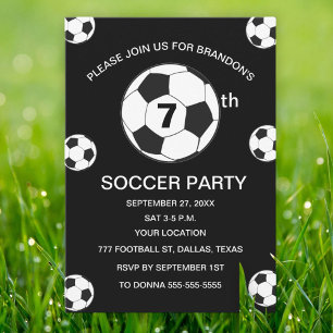 Invitación 7.ª fiesta de cumpleaños Fútbol Black Boys Sports
