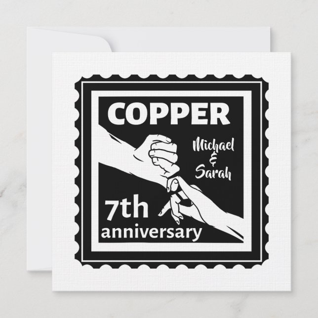 Invitación 7.º aniversario del boda de hierro tradicional (Anverso)