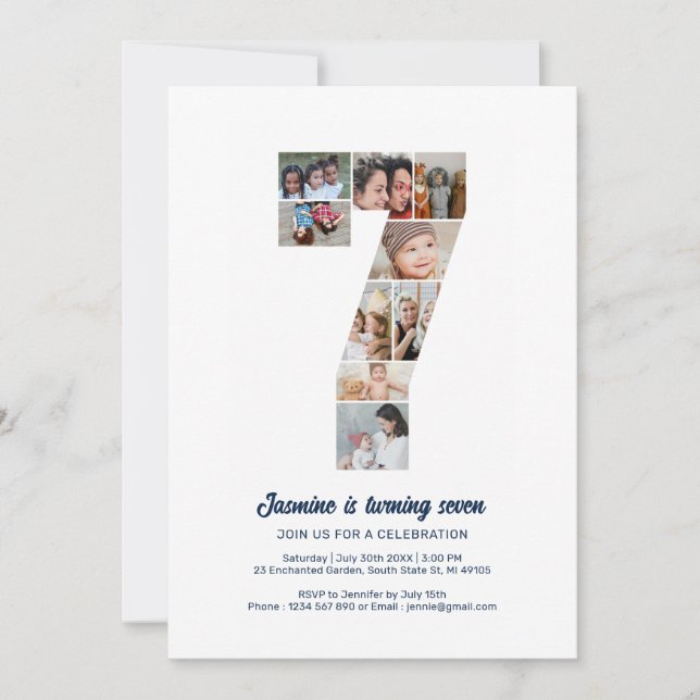 Invitación 7.º Collage de fotos Personalizado número 7 (Anverso)