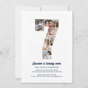 Invitación 7.º Collage de fotos Personalizado número 7