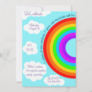 Invitación 7.º cumpleaños 7 Colores arcoiris
