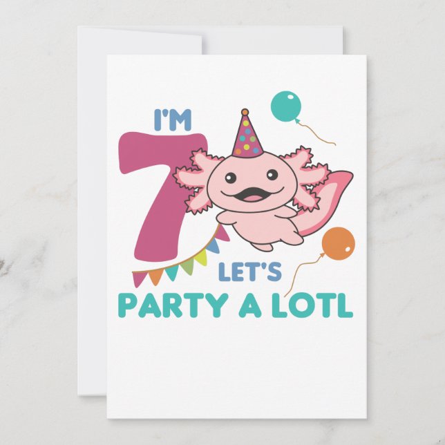 Invitación 7.º cumpleaños Axolotl Axolotl de 7 años Sweet Axo (Anverso)