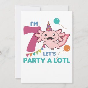 Invitación 7.º cumpleaños Axolotl Axolotl de 7 años Sweet Axo