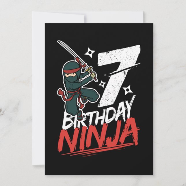 Invitación 7.º Cumpleaños Ninja Tengo 7 Años (Anverso)