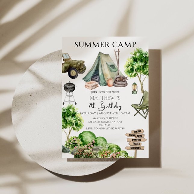 Invitación 7.º Fiesta del Campamento de Verano de Birthday Bo (Subido por el creador)