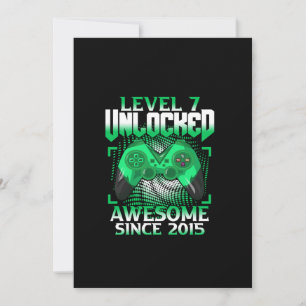 Invitación 7.º Nacimiento Niño Video Gamer Nivel 7 Desbloquea