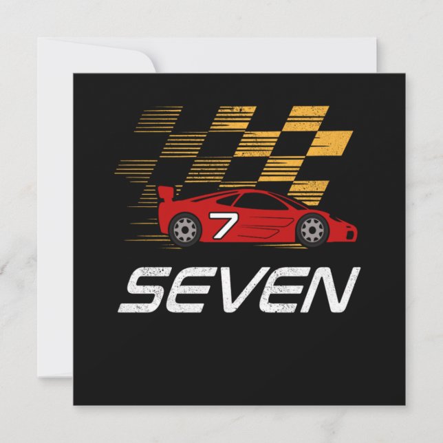 Invitación 7.º Regalo de coche de Carreras de cumpleaños 7 añ (Anverso)
