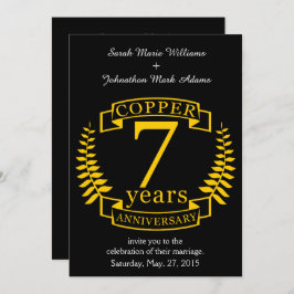 Invitación 7 años del aniversario del boda del cobre