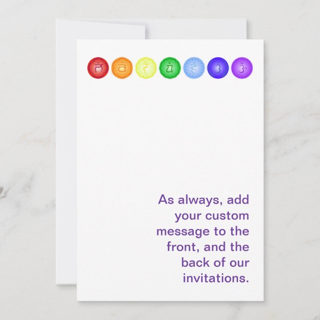 Invitación 7 chakras en una línea horizontal (Anverso)