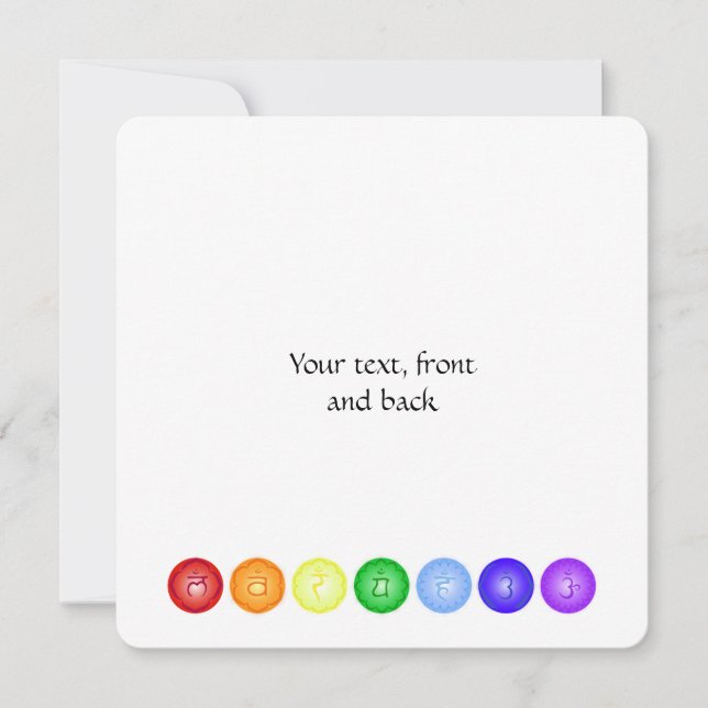 Invitación 7 chakras principales en un círculo (Anverso)