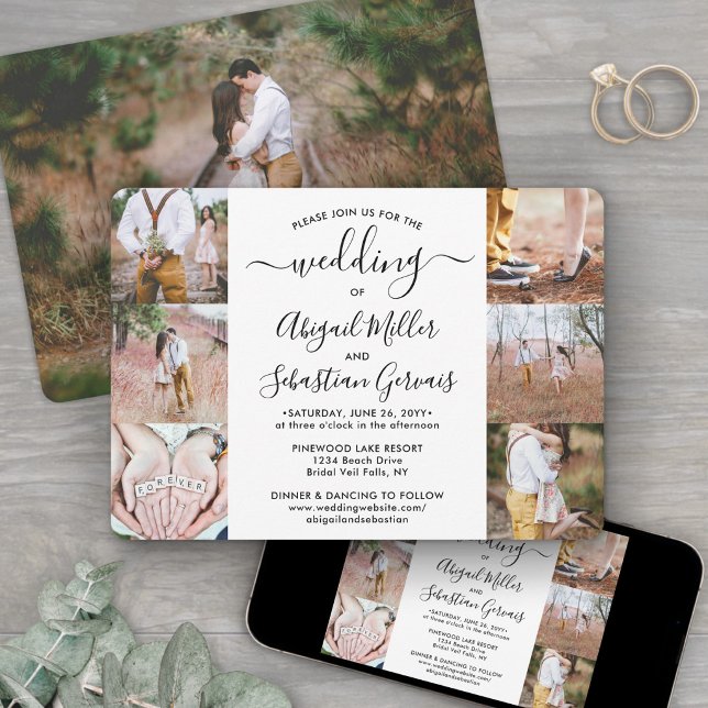 Invitación 7 Collage de Fotos Caligrafía Moderna Elegante Bod (Subido por el creador)