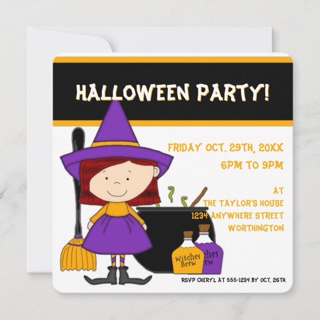 Invitación 7 del fiesta de Halloween del niño del (Anverso)