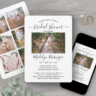 Invitación 7 Fotos Elegante Caligrafía Moderna Lluvia de Novi