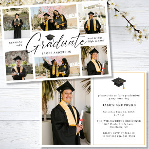 Invitación 7 Fotos Fiesta de Graduación Moderno y Elegante Co