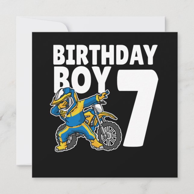 Invitación 7th Birthday Dabbing Motocross Bike 7 Years Old (Anverso)
