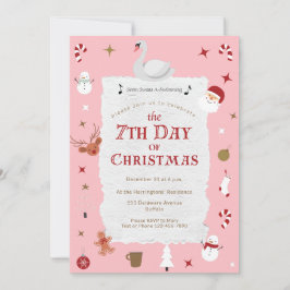 Invitación 7th Day of Christmas Pink New Year's Eve Party