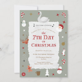 Invitación 7th Day of Christmas Retro New Year's Eve Party