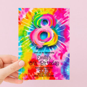 Invitación 8º Cumpleaños Tie Dye