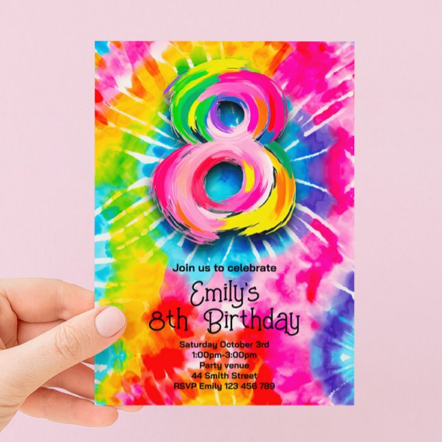Invitación 8º Cumpleaños Tie Dye (Subido por el creador)