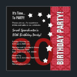 Invitación 80º cumpleaños del moderno rojo y negro Gracioso D<br><div class="desc">80th NO SOBRE EL HILL Birthday Modern Red y Black Gracioso papel reciclado. Este moderno diseño con su texto limpio y su espolvoreo de estrellas es una manera elegante de invitar a sus huéspedes a una fiesta de cumpleaños número 80. Todo el texto es totalmente personalizable, por lo que también...</div>