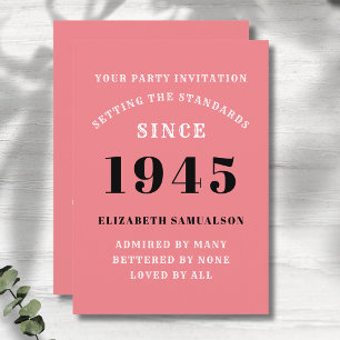 Invitación 80º cumpleaños personalizado Añadir tu nombre rosa