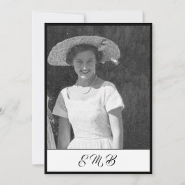 Invitación 80.ª festividad elegante foto Monograma blanco neg