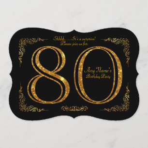 Invitación 80.ª fiesta de cumpleaños 80.ª, gran Gatsby, negro