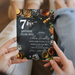 Invitación 80.ª fiesta de cumpleaños con bebidas y whisky