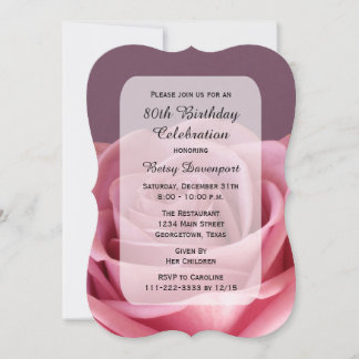 Invitación 80.ª fiesta de cumpleaños con un asombroso Rosa
