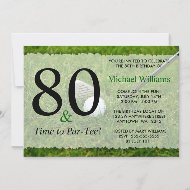 Invitación 80.ª fiesta de cumpleaños del golf (Anverso)