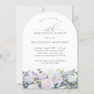 Invitación 80.ª fiesta de cumpleaños Floral azul rosa blanca