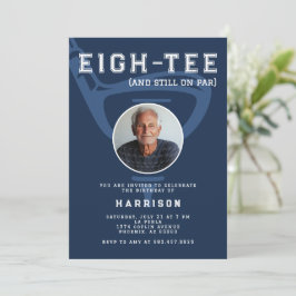 Invitación 80.ª fiesta de cumpleaños Foto Golf Azul moderno