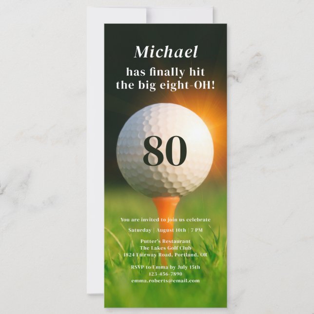 Invitación 80.ª Fiesta de Cumpleaños Golf Ochenta Foto Código (Anverso)