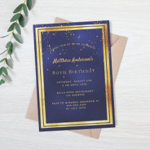 80.ª fiesta de cumpleaños oro azul espolvoreo de c