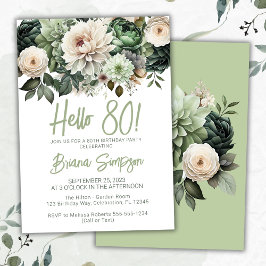 Invitación 80.ª fiesta de cumpleaños Sage Green Floral